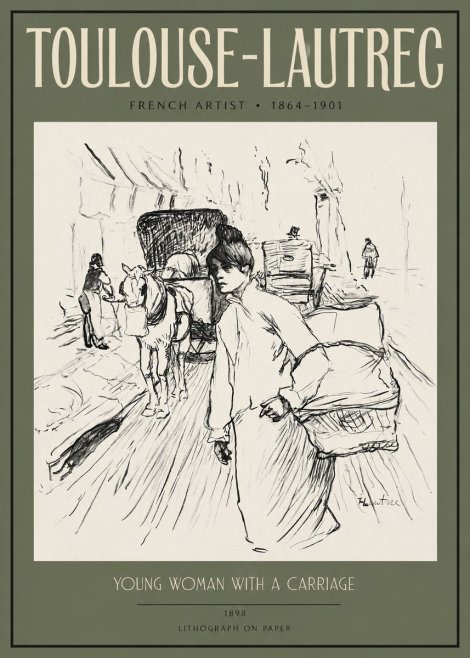 Toulouse-Lautrec Young Woman with a Carriage No2 - Plakat