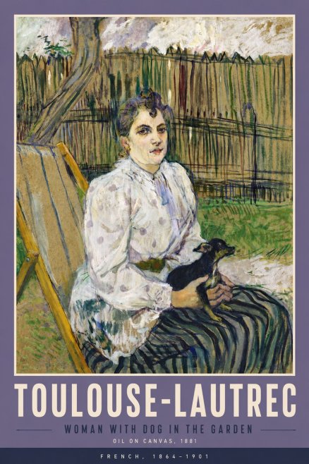 Toulouse-Lautrec Woman with Dog in the Garden No5 - Plakat