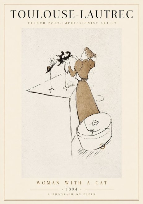 Toulouse-Lautrec Woman with a Cat No1 - Plakat