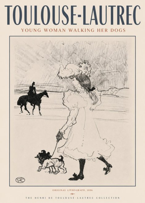 Toulouse-Lautrec Young Woman Walking Her Dogs No4 - Plakat