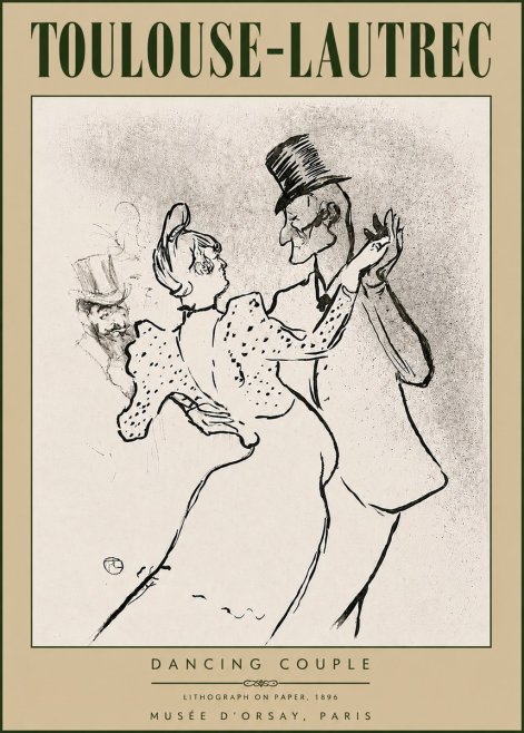 Toulouse-Lautrec Dancing Couple No6 - Plakat