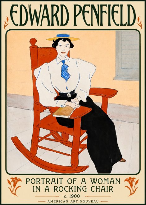Edward Penfield Portrait of a Woman in a Rocking Chair No5 - Plakat