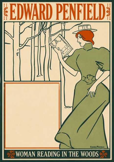 Edward Penfield Woman Reading in the Woods No4 - Plakat