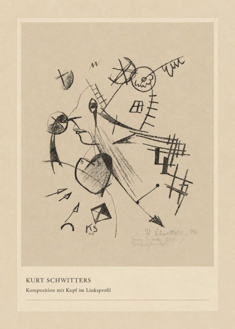 Kurt Schwitters Komposition Mit Kopf Im Linksprofil No4 - Plakat