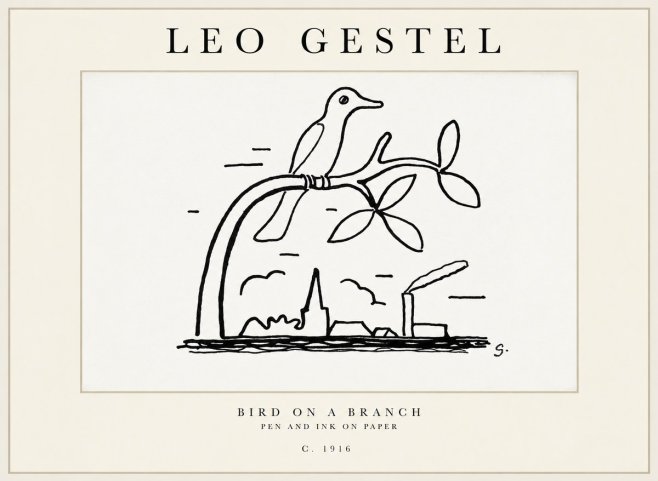 Leo Gestel Bird on a Branch No2 - Plakat