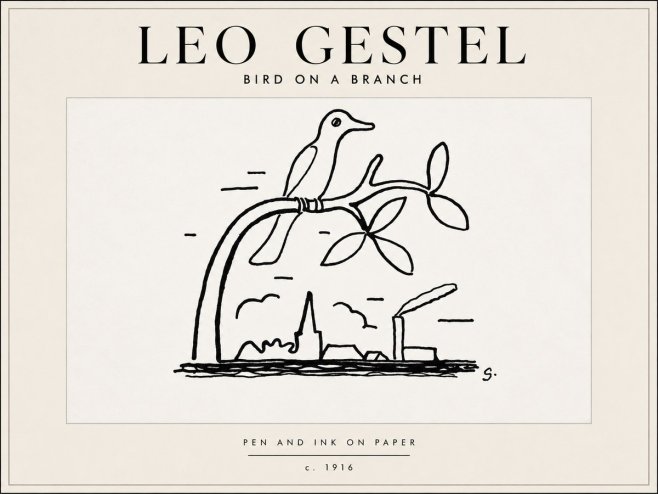 Leo Gestel Bird on a Branch No5 - Plakat