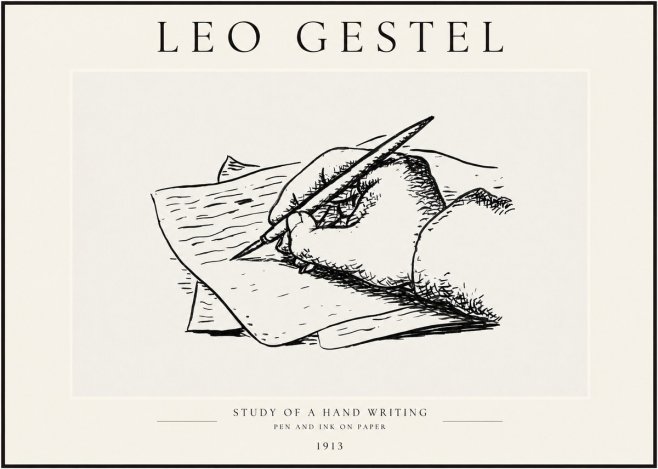 Leo Gestel Study of a Hand Writing No1 - Plakat
