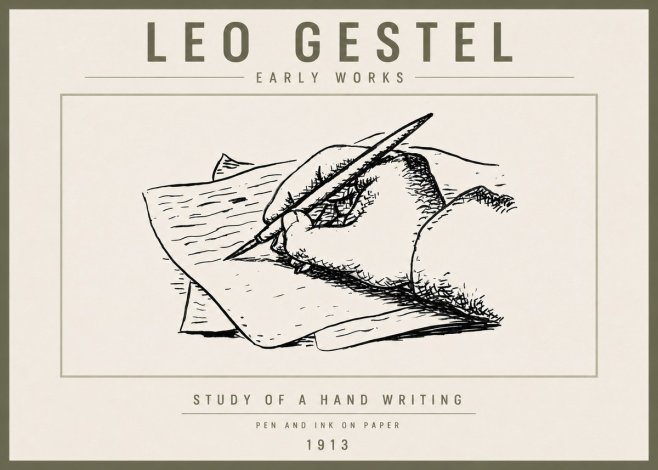 Leo Gestel Study of a Hand Writing No6 - Plakat