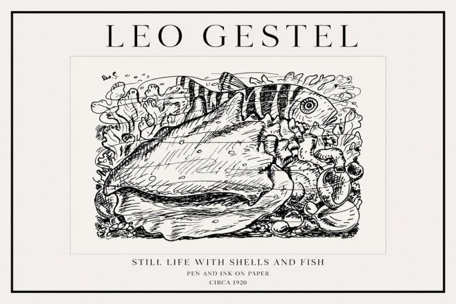 Leo Gestel Still Life with Shells and Fish No1 - Plakat
