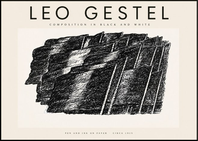Leo Gestel Composition in Black and White No2 - Plakat