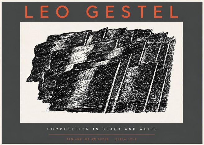 Leo Gestel Composition in Black and White No3 - Plakat