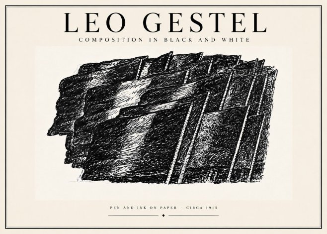 Leo Gestel Composition in Black and White No4 - Plakat
