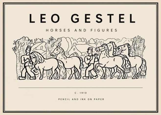 Leo Gestel Horses and Figures No3 - Plakat