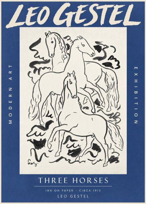 Leo Gestel Three Horses No3 - Plakat