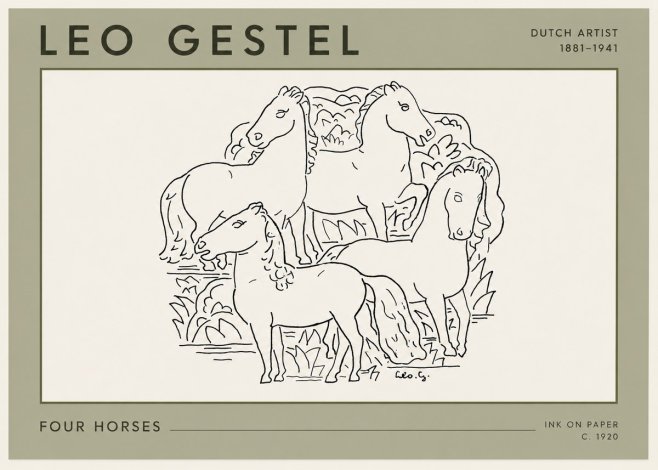 Leo Gestel Four Horses No3 - Plakat