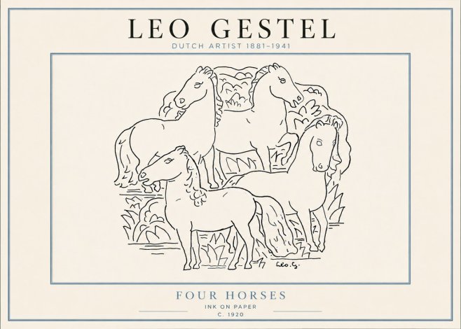 Leo Gestel Four Horses No4 - Plakat