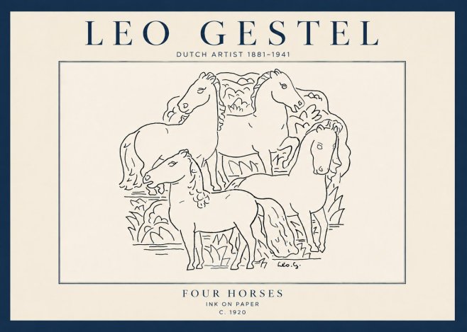 Leo Gestel Four Horses No5 - Plakat