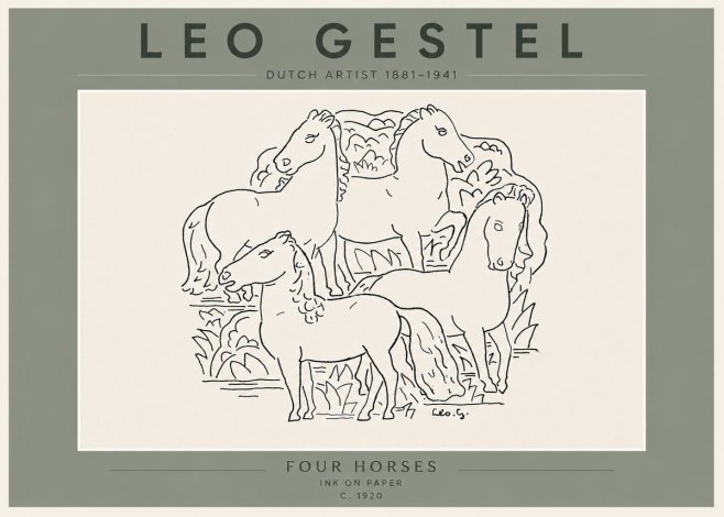 Leo Gestel Four Horses No6 - Plakat
