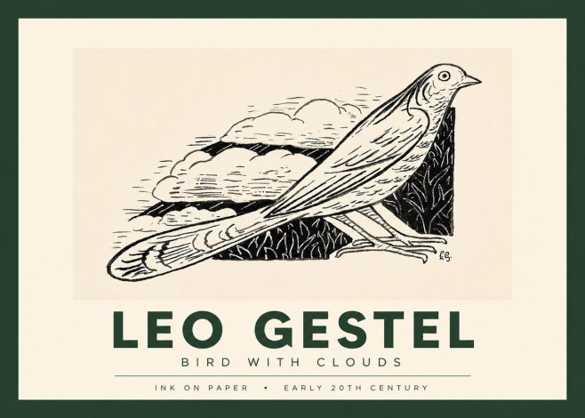 Leo Gestel Bird with Clouds No4 - Plakat