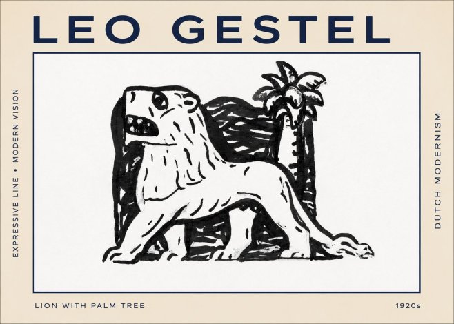 Leo Gestel Lion with Palm Tree No2 - Plakat