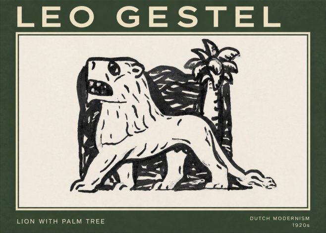 Leo Gestel Lion with Palm Tree No3 - Plakat