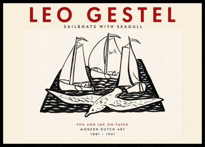 Leo Gestel Sailboats with Seagull No4 - Plakat