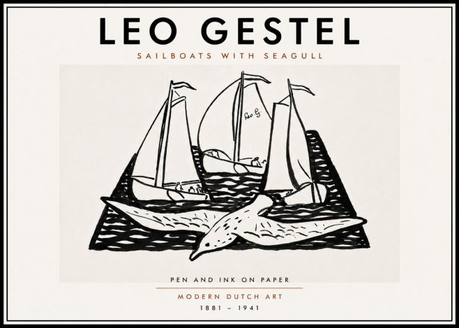 Leo Gestel Sailboats with Seagull No6 - Plakat