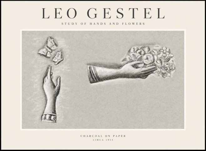 Leo Gestel Study of Hands and Flowers No1 - Plakat