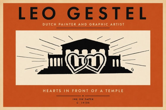 Leo Gestel Hearts in Front of a Temple No2 - Plakat