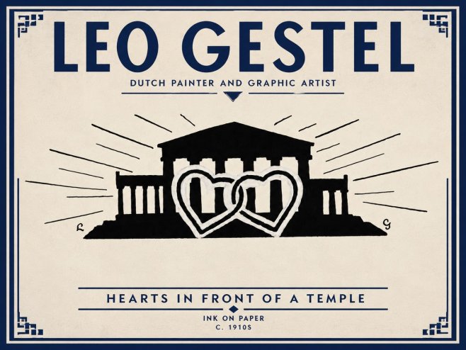 Leo Gestel Hearts in Front of a Temple No3 - Plakat