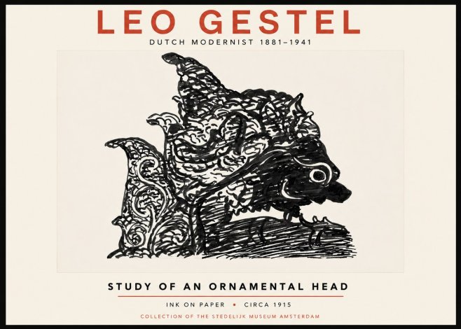 Leo Gestel Study of an Ornamental Head No4 - Plakat