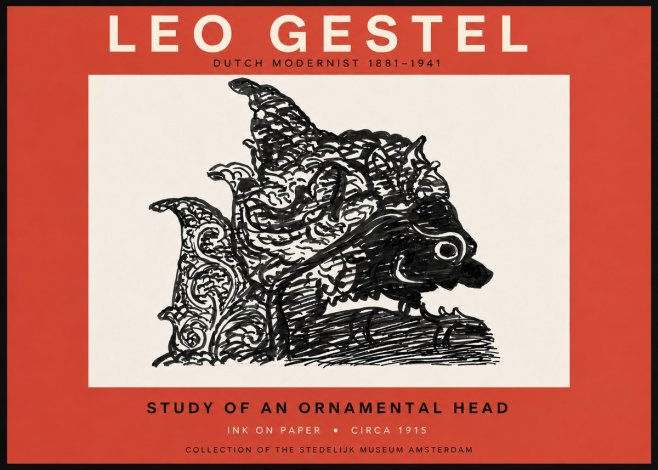 Leo Gestel Study of an Ornamental Head No6 - Plakat