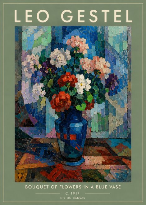 Leo Gestel Bouquet of Flowers in a Blue Vase No5 - Plakat