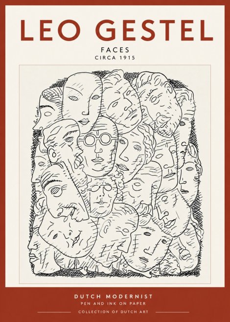 Leo Gestel Heads Ink Drawing No3 - Plakat