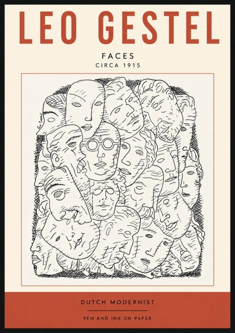 Leo Gestel Heads Ink Drawing No5 - Plakat