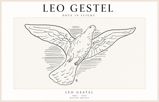 Leo Gestel Dove in Flight No1 - Plakat