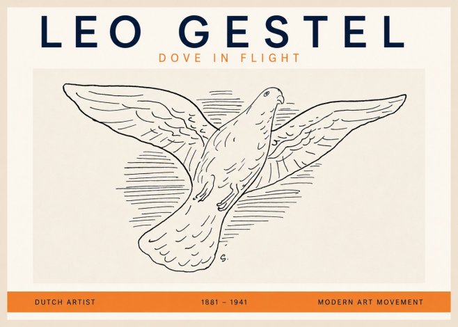Leo Gestel Dove in Flight No2 - Plakat