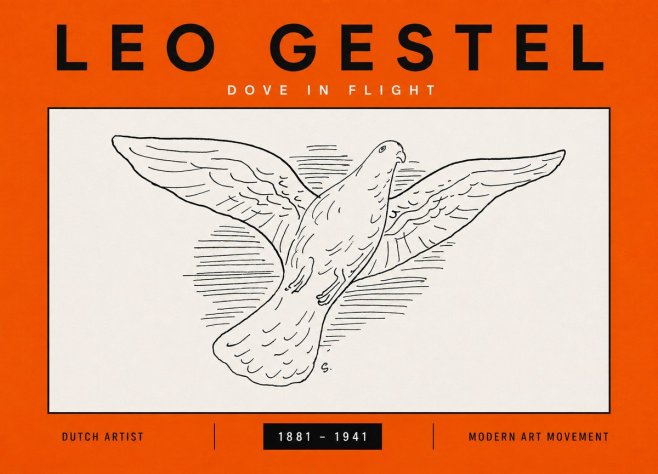 Leo Gestel Dove in Flight No5 - Plakat