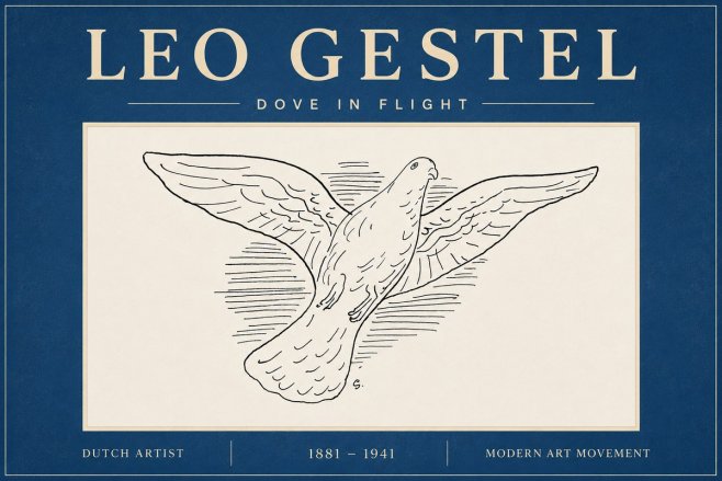 Leo Gestel Dove in Flight No6 - Plakat