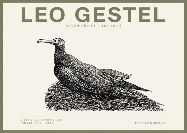 Leo Gestel Study of a Bird on Its Nest No2 - Plakat