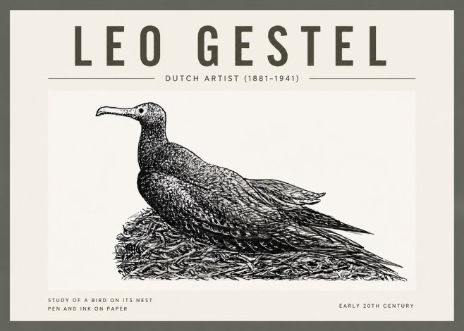 Leo Gestel Study of a Bird on Its Nest No4 - Plakat