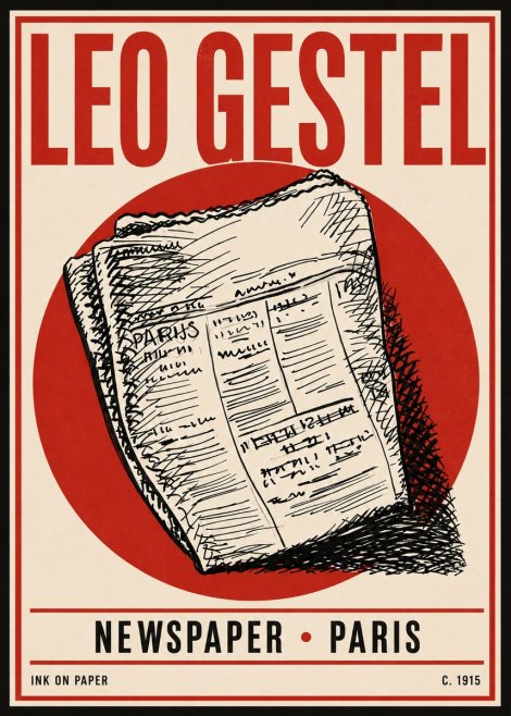 Leo Gestel Newspaper - Paris No4 - Plakat