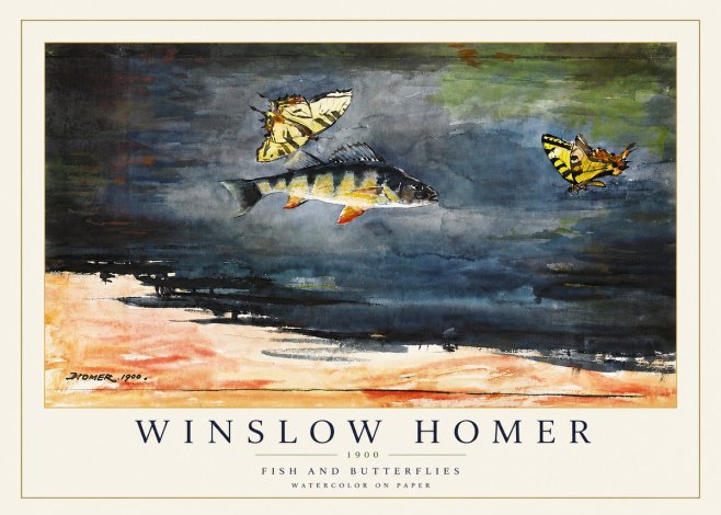 Winslow Homer Fish and Butterflies No5 - Plakat