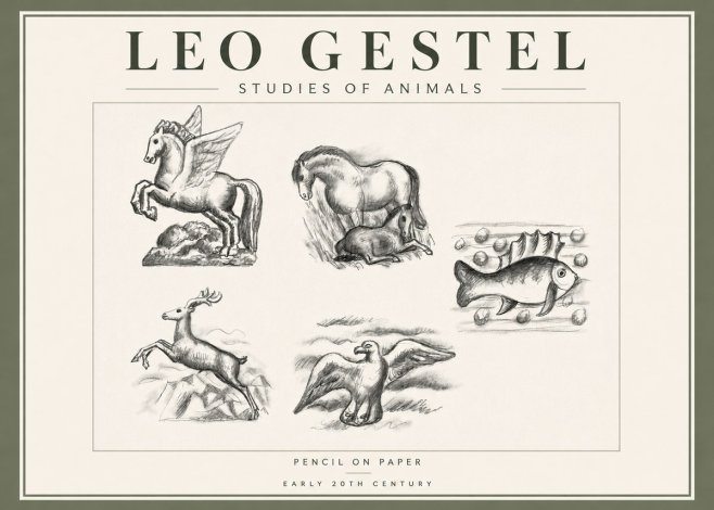 Leo Gestel Studies of Animals No5 - Plakat