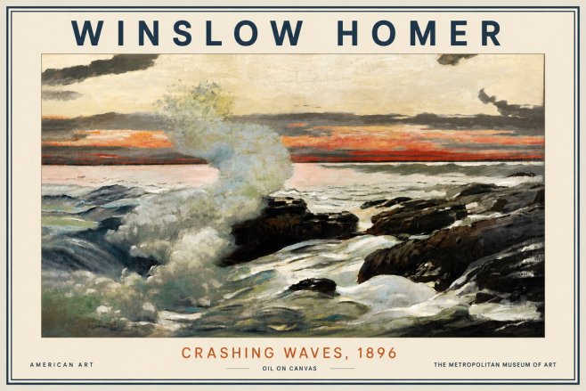 Winslow Homer Crashing Waves, 1896 No5 - Plakat