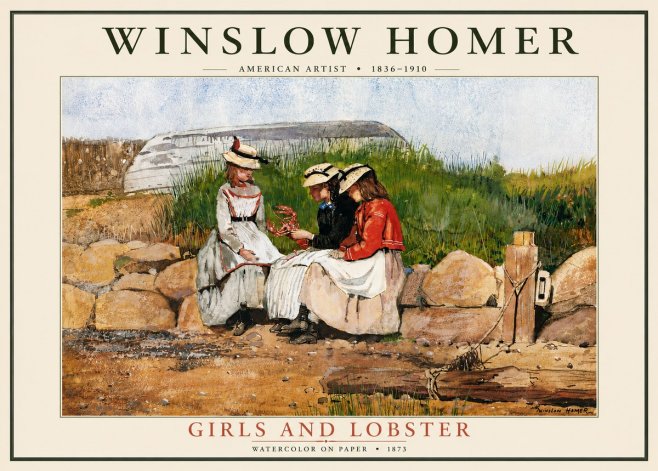 Winslow Homer Girls and Lobster No5 - Plakat