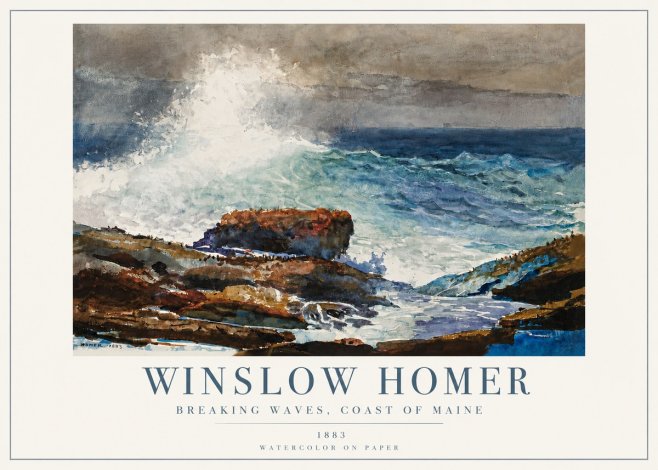 Winslow Homer Breaking Waves, Coast of Maine No4 - Plakat