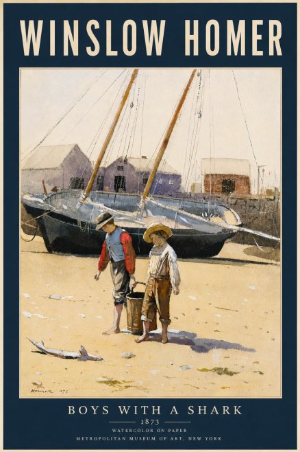 Winslow Homer Boys with a Shark No5 - Plakat