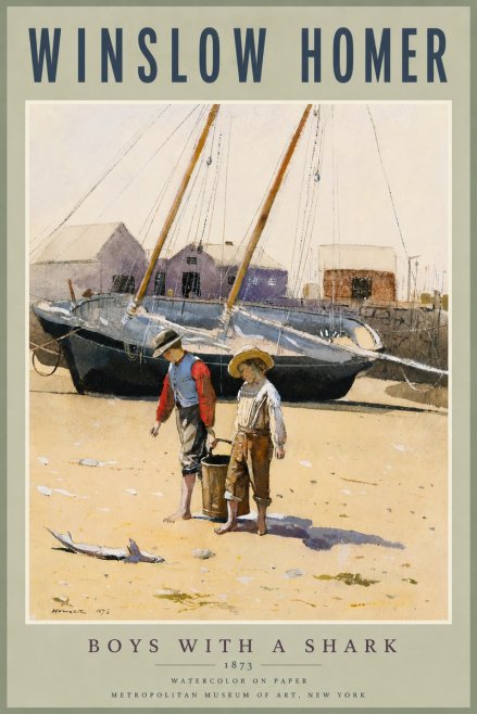Winslow Homer Boys with a Shark No6 - Plakat