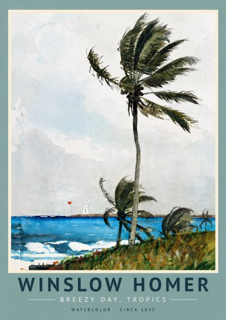 Winslow Homer Breezy Day, Tropics No3 - Plakat